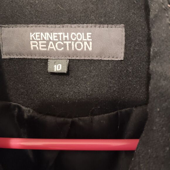 Kenneth Cole Reaction Black Wool Blend Double Breasted Peacoat Women's Sz 10 - Picture 8 of 13